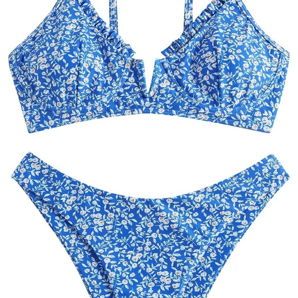 NWTS! ZAFUL Underwire Bikini Floral High Cut Bikini Set V-Wired - Picture 2 of 8